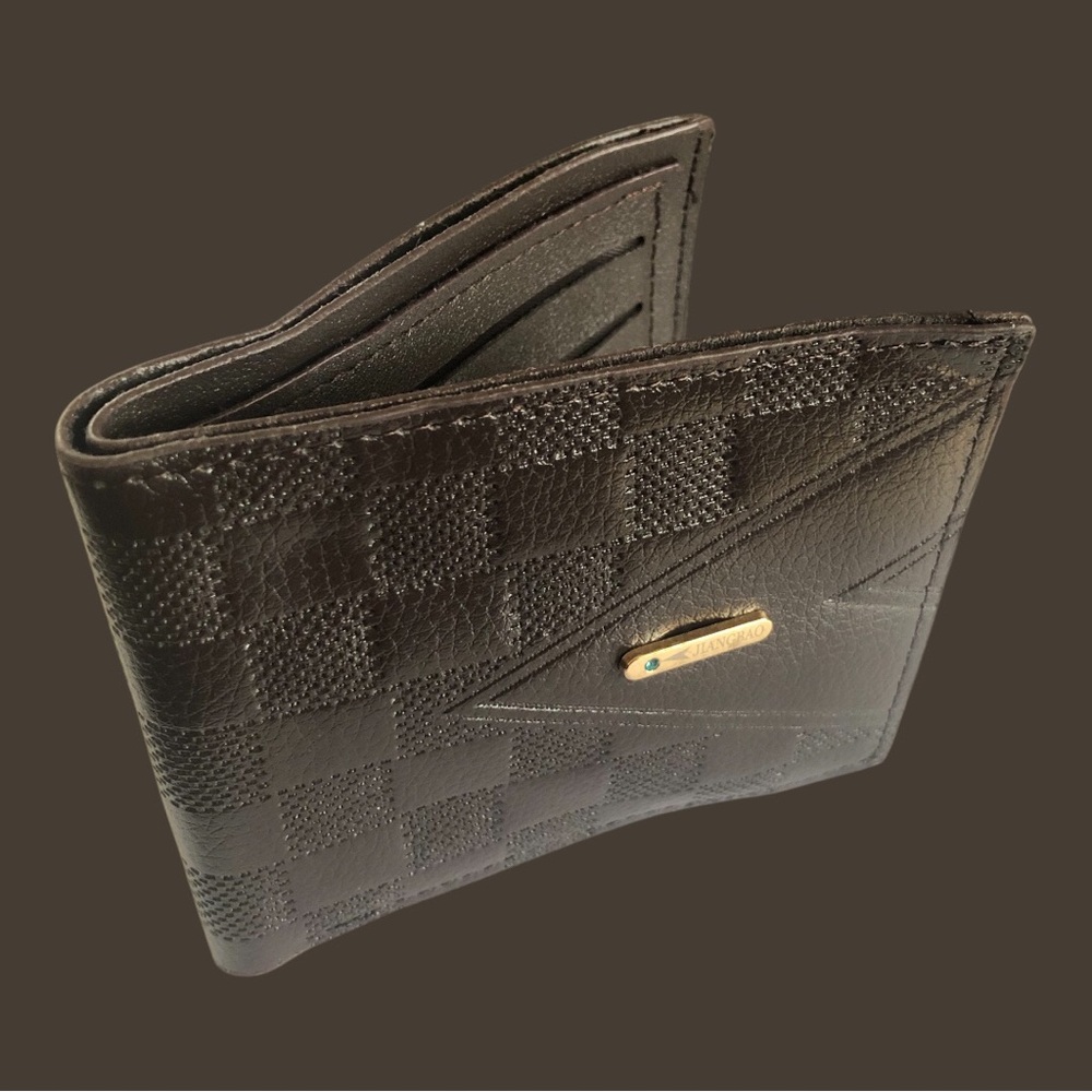 Brown Checkered Wallet - Picture 3 of 5